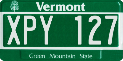 VT license plate XPY127