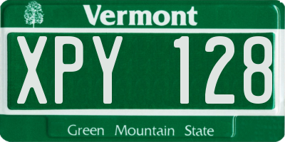 VT license plate XPY128