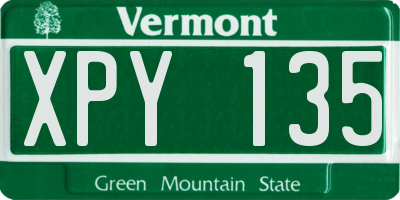 VT license plate XPY135