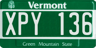 VT license plate XPY136