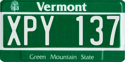 VT license plate XPY137