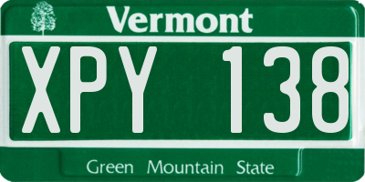 VT license plate XPY138