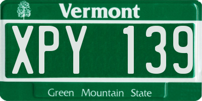 VT license plate XPY139