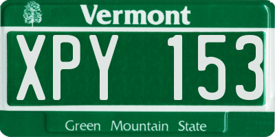 VT license plate XPY153