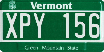 VT license plate XPY156
