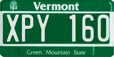 VT license plate XPY160