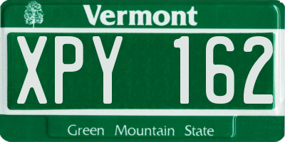 VT license plate XPY162
