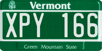 VT license plate XPY166
