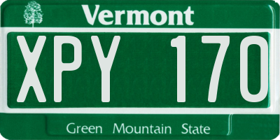 VT license plate XPY170