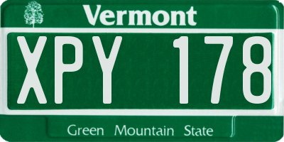 VT license plate XPY178