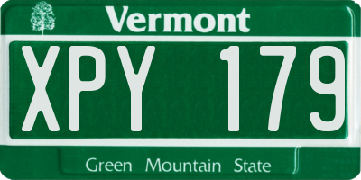 VT license plate XPY179
