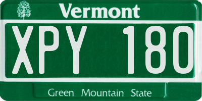 VT license plate XPY180