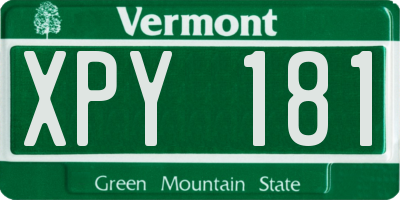 VT license plate XPY181