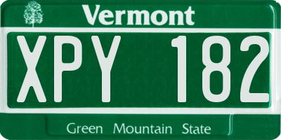 VT license plate XPY182