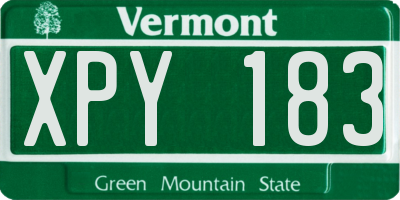 VT license plate XPY183