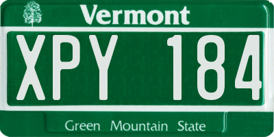 VT license plate XPY184