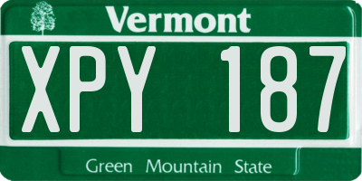 VT license plate XPY187