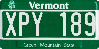 VT license plate XPY189