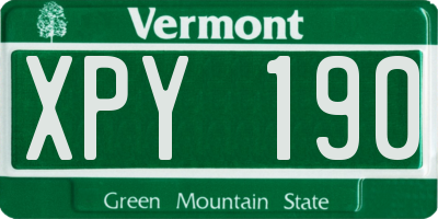 VT license plate XPY190