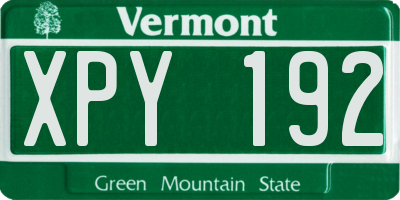VT license plate XPY192