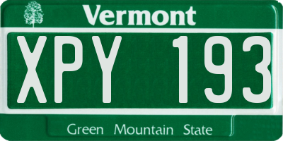 VT license plate XPY193