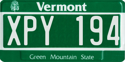 VT license plate XPY194