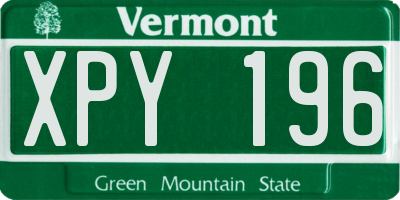 VT license plate XPY196