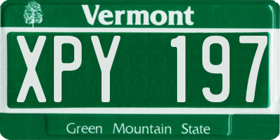 VT license plate XPY197