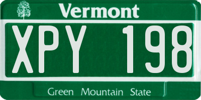VT license plate XPY198