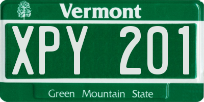 VT license plate XPY201