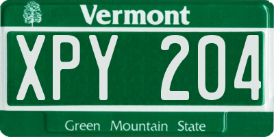 VT license plate XPY204