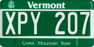 VT license plate XPY207