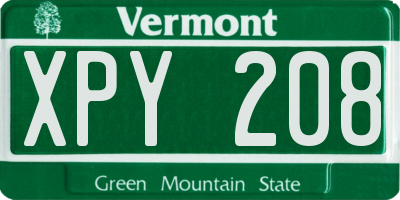 VT license plate XPY208
