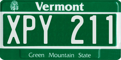 VT license plate XPY211