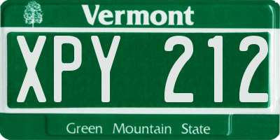 VT license plate XPY212