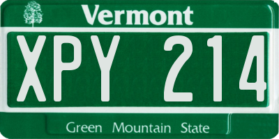 VT license plate XPY214