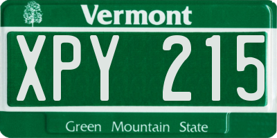 VT license plate XPY215