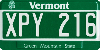 VT license plate XPY216