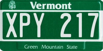 VT license plate XPY217