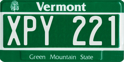 VT license plate XPY221