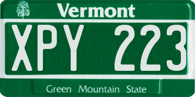 VT license plate XPY223