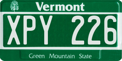 VT license plate XPY226