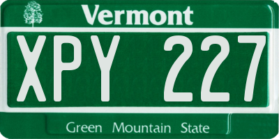 VT license plate XPY227