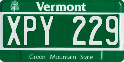 VT license plate XPY229