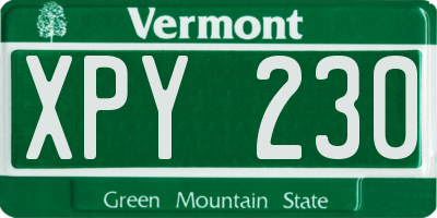 VT license plate XPY230