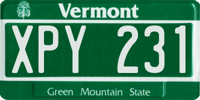 VT license plate XPY231