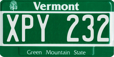 VT license plate XPY232