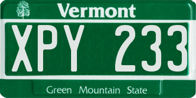 VT license plate XPY233