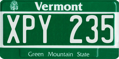 VT license plate XPY235