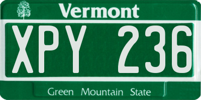VT license plate XPY236